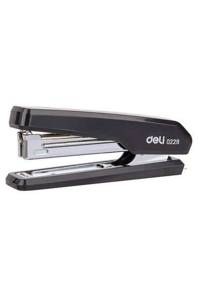 Deli Capsator din plastic negru, capse nr. 10, capacitate 15 coli
