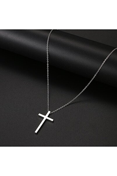 Slons Aksesuar 925 Ayar Gümüş Minimalist Hristiyanlık Haç Kolye Özel Üretim E...