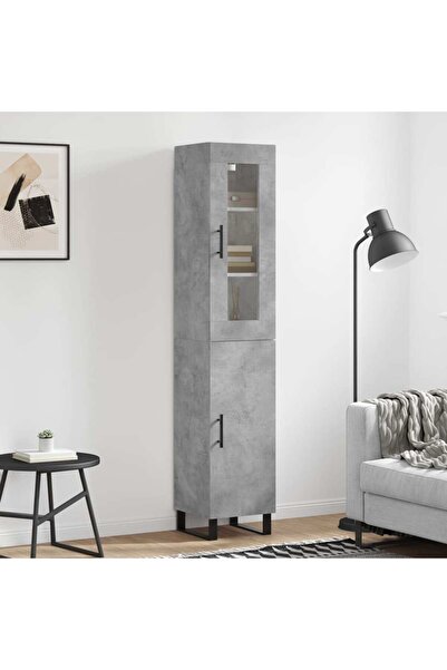Concept Dulap înalt, gri beton, 34,5x34x180 cm, lemn prelucrat