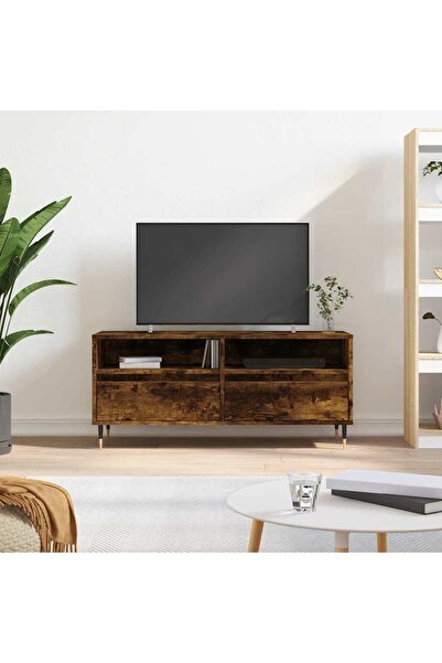 Concept Comodă TV, stejar fumuriu, 100x34,5x44,5 cm, lemn prelucrat