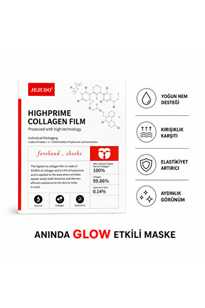 JEJUDO Highprime Collagen Film 2 Set (2 Yüz 1 Alın)+15ml Altın Kolajen Serum,...