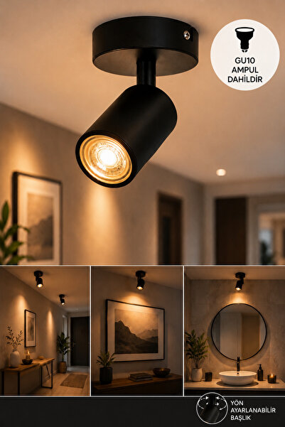 VENON Lorex Aplik SİYAH Modern LED Spot Lamba 💖 Tavan Aydınlatma GU10 Uyumlu...