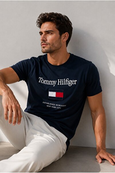 Tommy Hilfiger Regular Fit Woven Embroidered Cotton Men's T-Shirt