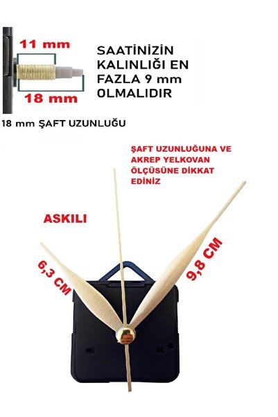 CNR SHOP Saat Mekanizması, 18 MM ŞAFT Sessiz Çalışır Akar, Saat Motoru Akrep-...