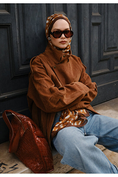 Freshscarfs Wild Fawn Desen Rami Şal Camel