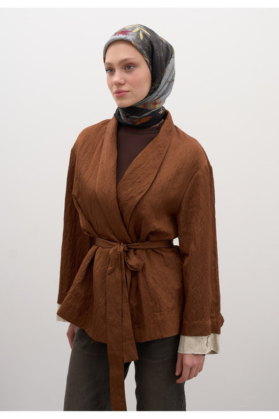 Freshscarfs Μαύρο φουλάρι από βαμβάκι και βισκόζη με σχέδιο φύλλων Dıtsy