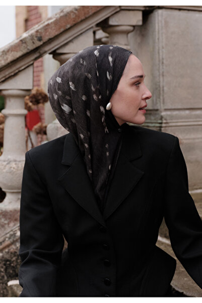 Freshscarfs Fawn Desenli Pamuk Viskon Şal Siyah