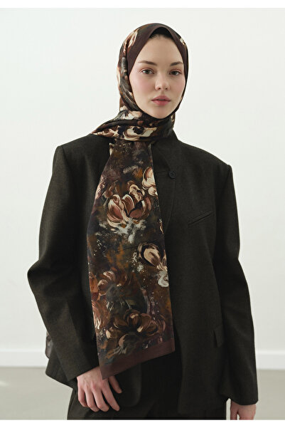 Freshscarfs Madeleine Desenli Pamuk Viskon Şal Kahve