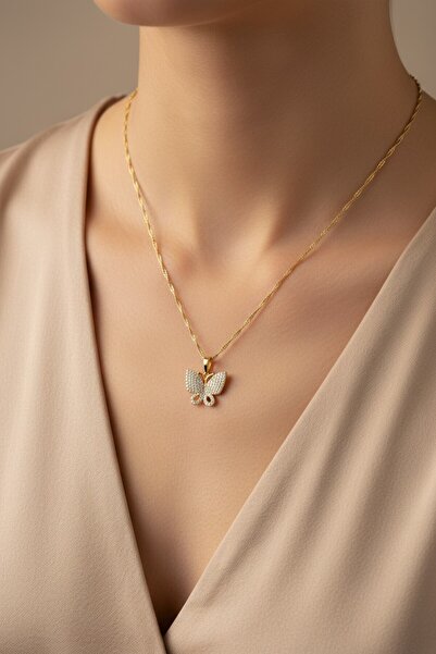 XUPING JEWELRY قلادة على شكل فراشة من الزركون من ستايل إنساي/كسوبينج للمجوهرات