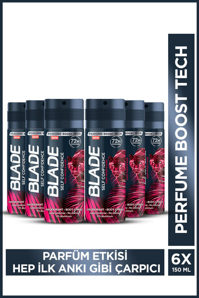 Blade Self Confidence Erkek Alüminyumsuz Deodorant 6x150ml Hızlı Kurur, Leke ...