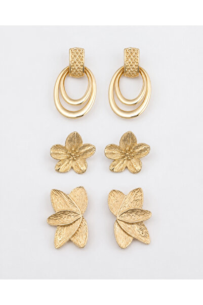 MRK 3 Pairs Earrings Set Floral Leaf Earrings