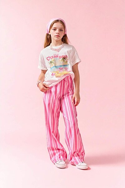 DeFacto Pantaloni largi cu dungi pentru fete H5885A826SM