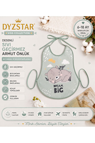 DYZSTAR مريلة أطفال منقوشة مقاومة للسوائل على شكل كمثرى مع أربطة حول الرقبة و...
