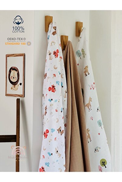 Fulya Tuhafiye 100% Cotton 3-Piece Muslin Baby Blanket Set Oeko-Tex Certified...