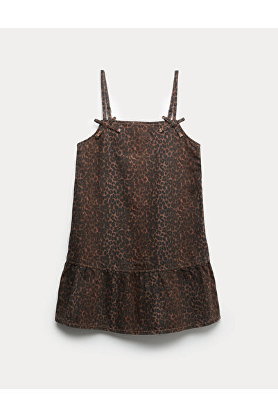 Marks & Spencer Leopar Desenli Denim Elbise Takım