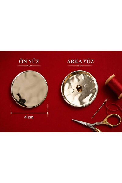 Beyna Buton metalic cu design special cu placare cu aur - 4 cm, 1 pachet 2 buc