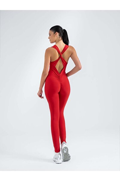 lismina Kelebek Askılı Arkası Büzgülü ( Scrunch Butt ) Spor Tayt Tulum