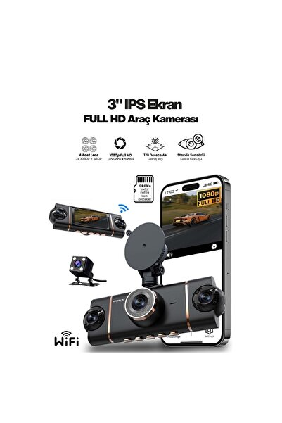 Concord MPIA CC-69 4 Lens 3.16" IPS Ekran 5MP / Wi-Fi / TF Araç Kamerası
