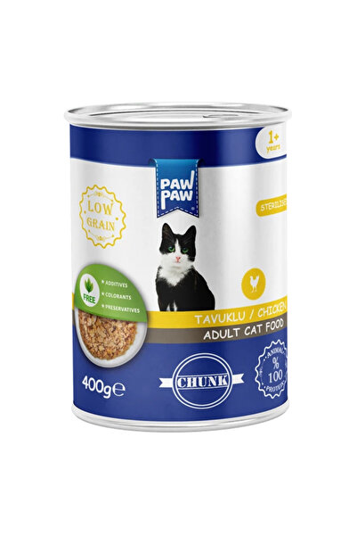 PawPaw Hrană umedă pisici adulte cu bucăți de pui în sos. 400 g, gust delicio...