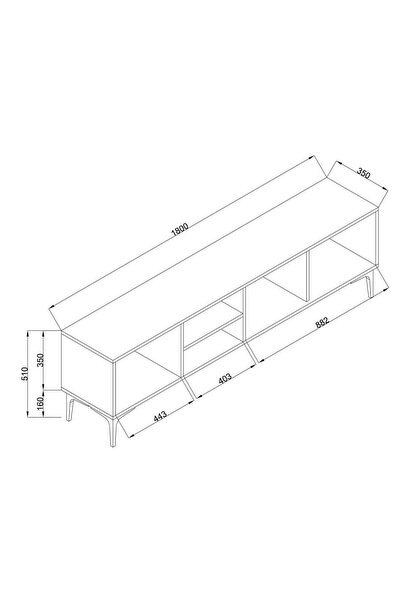 Mezza 1360 Vision 180 Cm Tv Ünitesi Ürgüp - Kaplan Rengi