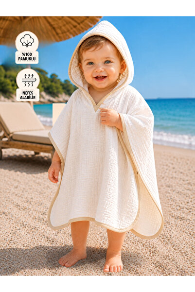 Tomuycuk 100% Cotton Muslin Pareo Poncho Towel - Baby Girl / Boy & Kids Beach...