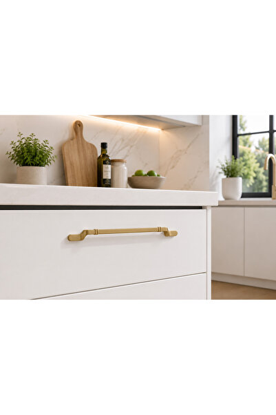 Haskan Nehir Düz Kulp 160mm Mat Altın. Dolap, Çekmece ve Mobilya için