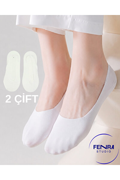 FENRA STUDIO Women's Laser Cut Microfiber Invisible White Ballerina Socks 2-P...