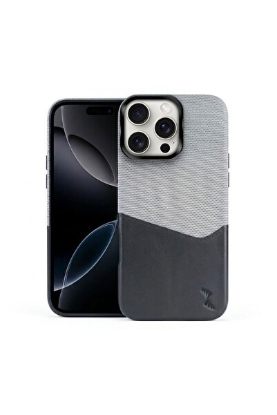 Zebana Apple iPhone 16 Pro Uyumlu Kılıf Zeyra M-Safe Kartlıklı Deri Kılıf Siyah