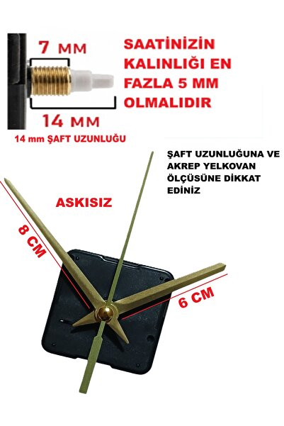 Clock Mechanism, 14 MM SHAFT LENGTH Clock Machine Runs Quietly Scorpio-Yelkovan-Seconds - (STRAPLESS)