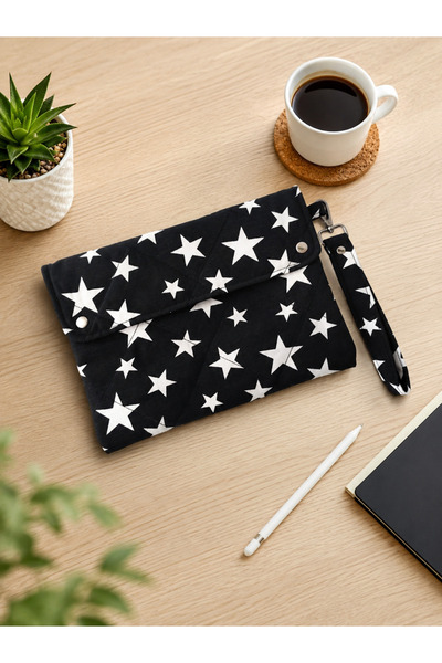 minart design Yıldız Desenli Tablet Çantası 10-11 İnç Kapitone Kılıf Yıkanabi...
