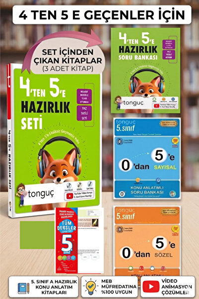 Tonguç Yayınları 4. Sınıf 4 Ten 5 E Hazırlık Seti Telafi Eğitimi Ön Hazırlık ...