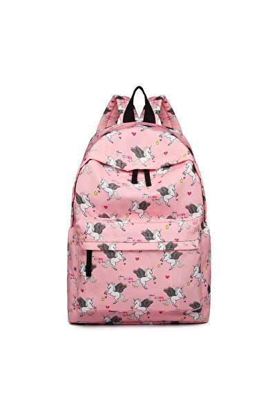 Miss Lulu E1401 UN - Rucsac mare cu imprimeu unicorn - Roz