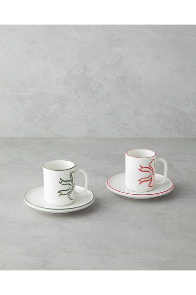 English Home Bowsie Bone Porselen 4 Parça 2 Kişilik Kahve Fincan Takımı 90 ml...