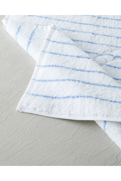 English Home Mono Stripe Pamuk Ayak Havlusu 50x70 cm Beyaz - Mavi