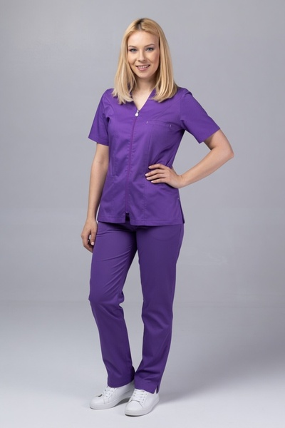 OEM Costum medical pentru femei NEW ZIP COMFORT, roșu catifea