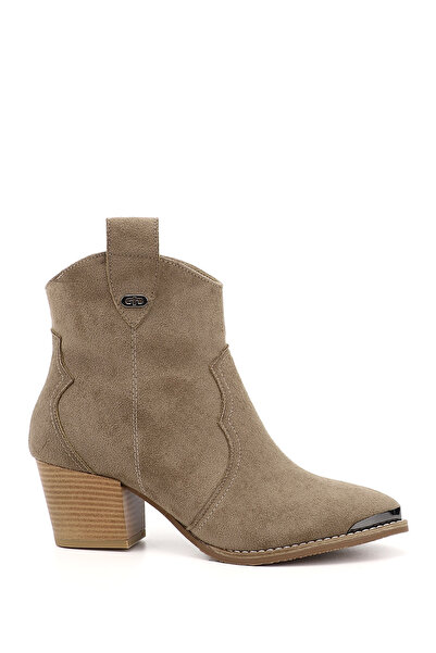 GÖNDERİ(R) Women/Girls Mink Suede Pointed Toe Thick Heeled Cowboy Boots