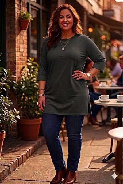 elma abone Plus Size Combed Tunic