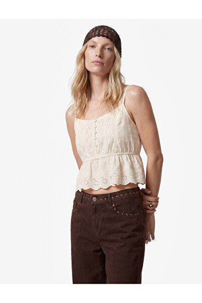 Koton Cotton Lace Embroidered Crop Blouse with Thread Straps