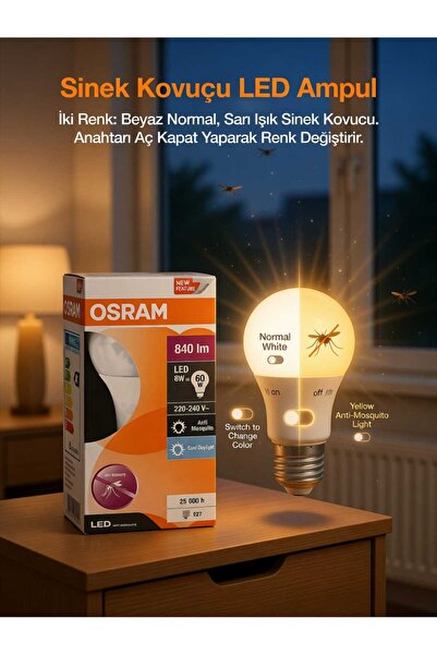 Ledvance Sinek Kovucu Led Ampul 8-60w E27 6500k Beyaz Işık