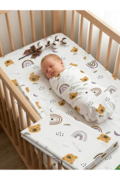 Mrvhome Pamuk Pazen Bebek Battaniyesi 75×100 – Kundak & Puset Örtüsü (Teddy B...