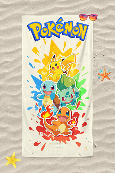Erays Home Παιδική πετσέτα παραλίας με μοτίβο Pokemon Pikachu με ψηφιακή εκτύ...