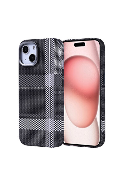 Rivor Apple iPhone 15 Uyumlu Kılıf Magsafe Şarj Özellikli Karbon Fiber Görünü...
