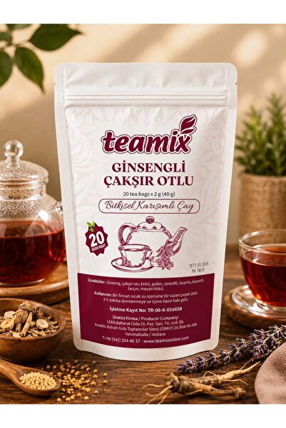 teamix Ginseng Çakşır Otlu Çay 20 Süzen Poşet Bitki Çayı