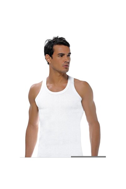 GÜMÜŞ 6 Pieces Men's Ribbed Undershirt White 100% Cotton 3002