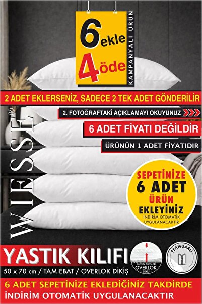 WİESSE YASTIK KILIFI - BEYAZ - PAMUKLU - FERMUARLI - 50x70 cm - 1 ADET FİYATIDIR