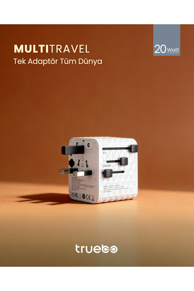 truebo MultiTravel Travel Adapter & Charger – Evrensel Seyahat Adaptörü