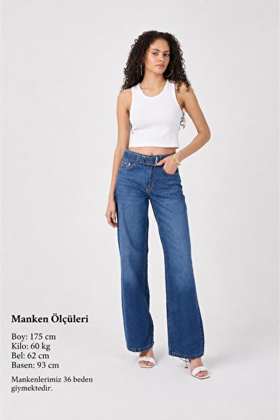 Ucajean Belted High Waist Wide Leg Denim Trousers - Modern Cut & Comfortable Fit