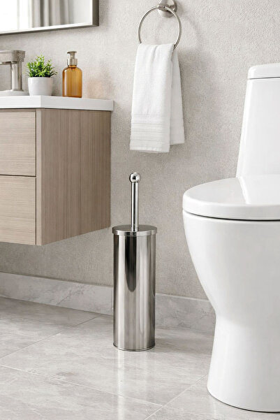 Vichy Paslanmaz Çelik Silindir Tuvalet Fırçası – Kapalı Hazneli, Modern WC Fı...