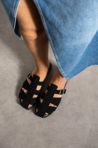 diya shoes Shay suede ženske papuče sa dodatnim remenom i detaljima kopče