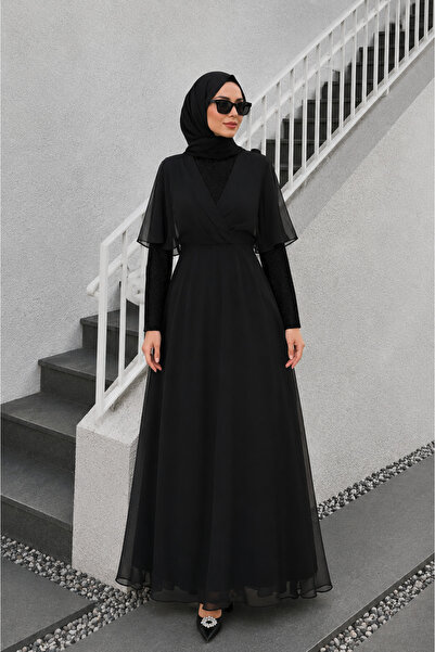bellura Simli Şifon Abiye